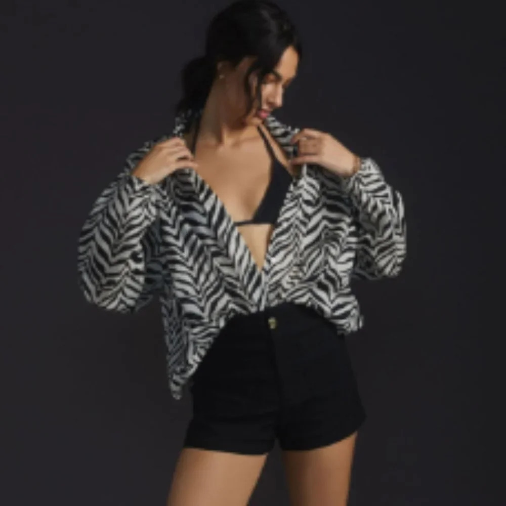 Faithfull the Brand Rylen long sleeve buttondown AYU print size XS/US 2 - Picture 2 of 8